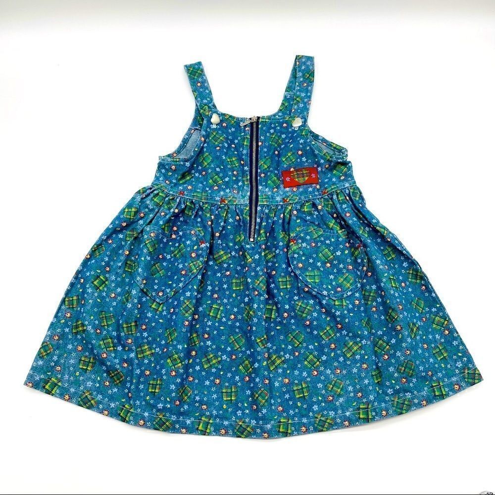 πΈβBadgeβPrintedβChambrayΒ DressβOveralls